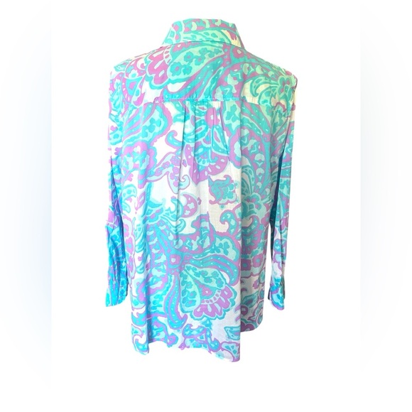 Talbots Plus Petite Paisley Blouse in Purple,White and Blue- 2Xp - Picture 8 of 10